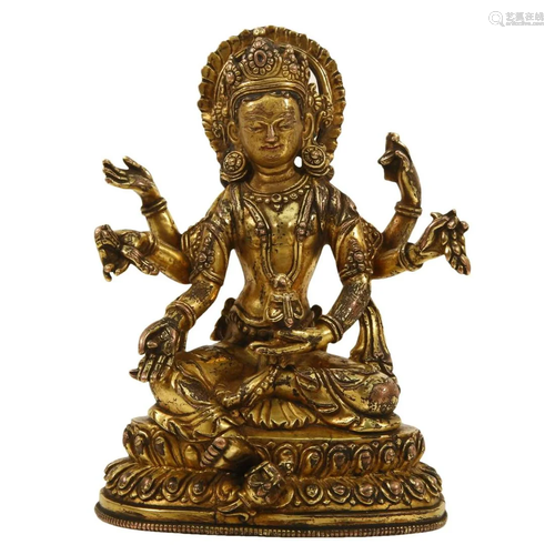 A Gilt-Bronze Figure Of Bodhisattva