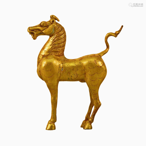 A Gilt-Bronze War Horse