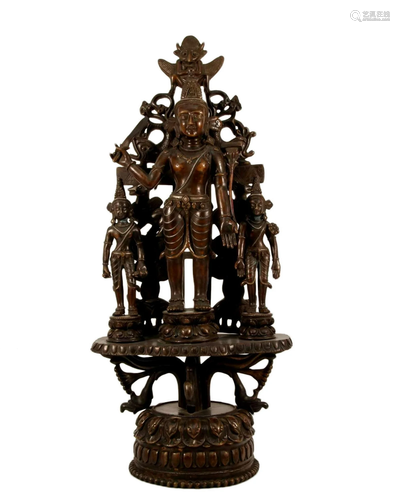 Bronze Silver-Inlaid Figure of Manjusri