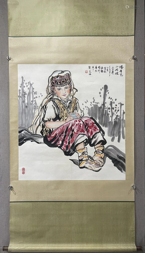 A Chinese Ink Painting Hanging Scroll By Liu Wenxi