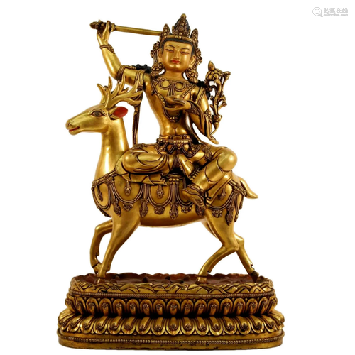 Gilt Bronze Guanyin Statue