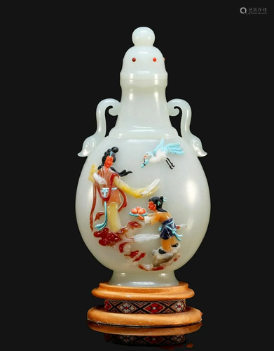 A White Jade Fortune and Prosperity Bottle