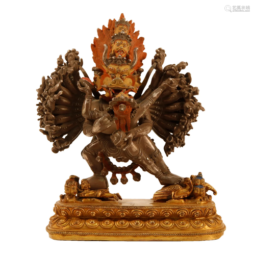 A Gilt-Silver Figure Of Yamantaka Vajrabhairava