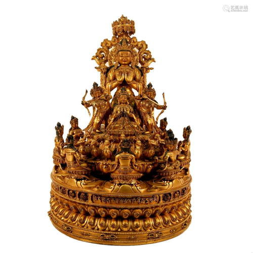 Gilt Bronze Buddhist Altar Of Guanyin