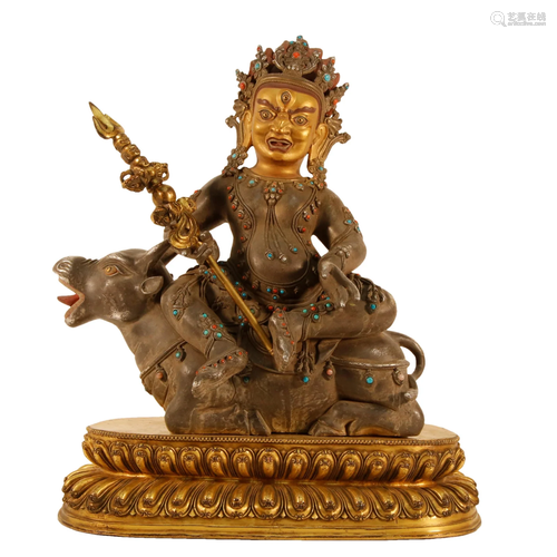 A Gilt-Silver Gem-Inlaid Figure Of Vajrapani