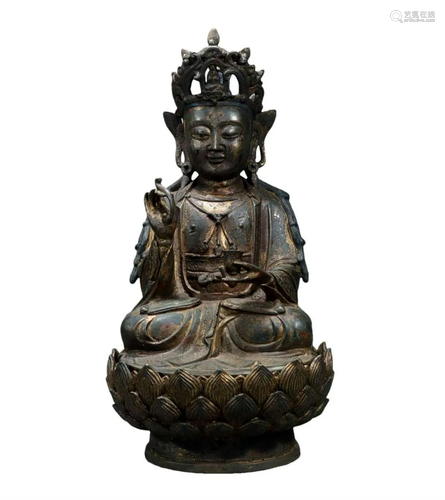 A Gilt-Bronze Figure Of Guanyin