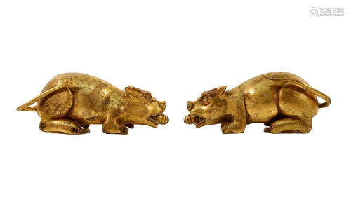 A Pair Of Gilt-Bronze Mouses