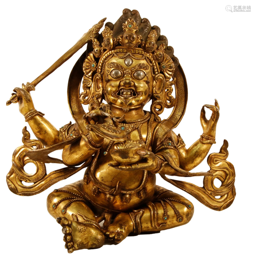 A Gilt-Bronze Silver-Inlaid Figure Of Vajrapani