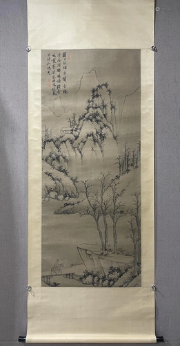 A Chinese Ink Painting Hanging Scroll By Shen Zhou