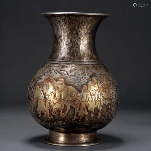 A Gilt-Bronze Silver 'Figure' Vase