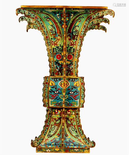 A Cloisonne 'Beast Face' Vase