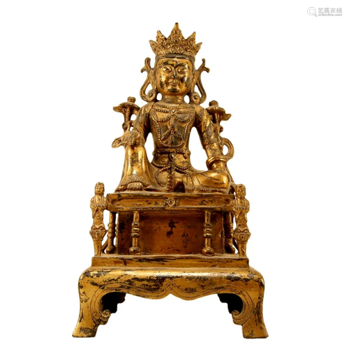 A Gilt-Bronze Figure Of Guanyin