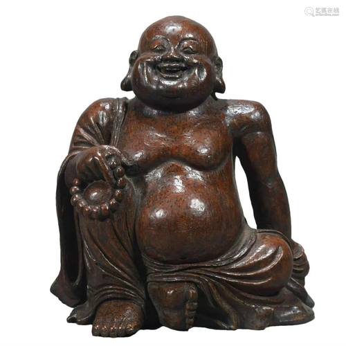 A Bamboo Figure Of Maitreya