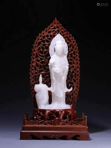 A Hetian Jade Figure Of Guanyin