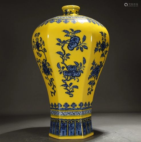 A Hexagonal Blue And White Yellow-Ground 'Flower& F...