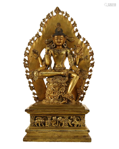 A Gilt-Bronze Figure Of Six-Armed Avalokiteshvara