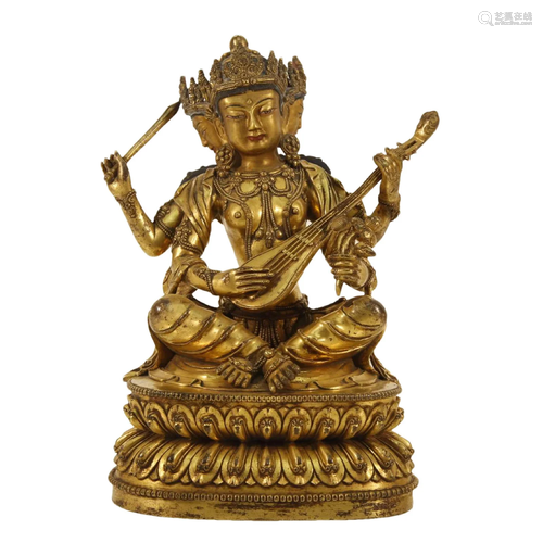 A Gilt-Bronze Figure Of Avalokiteshvara