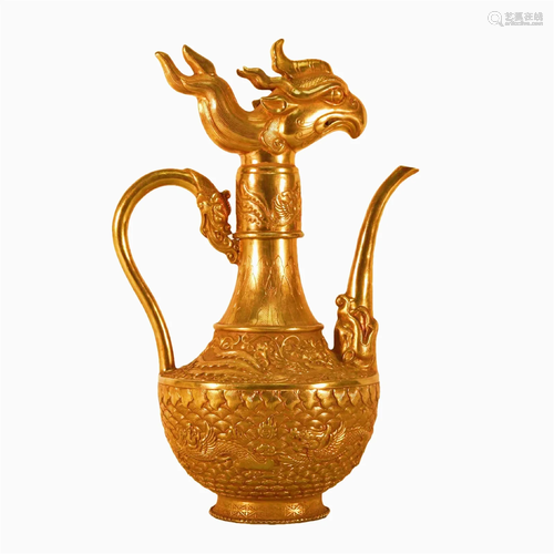 A Gilt-Bronze 'Phoenix' Ewer