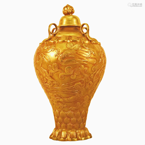 A Gilt-Bronze 'Dunhuang Figure' Jar With Inscripti...