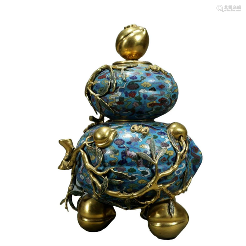 A Cloisonne 'Bat& Auspicious Cloud' Tripod Cen...