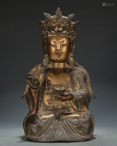 A Superb Gilt-Bronze Figure Of Guanyin