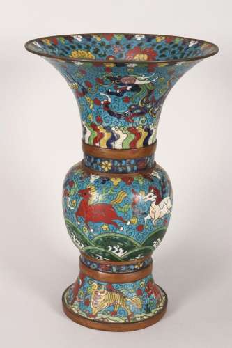 Chinese Qing Dynasty, 17th Century Cloisonne Vase,
