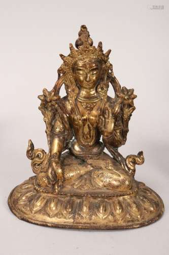 Sino-Tibetan Qing Dynasty Gilt Bronze Tara,