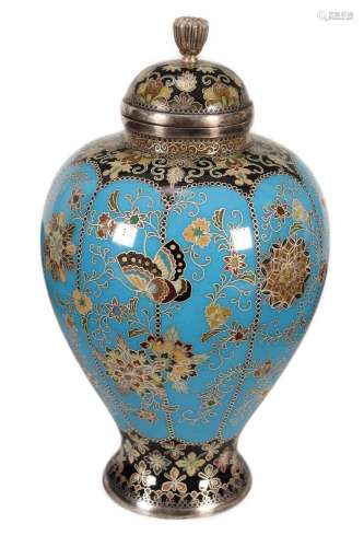 Exquisite Japanese Cloisonne Enamel Vase and Cover