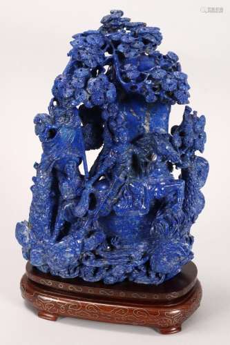 Large Chinese Carved Lapis Lazuli Jar and Cover,