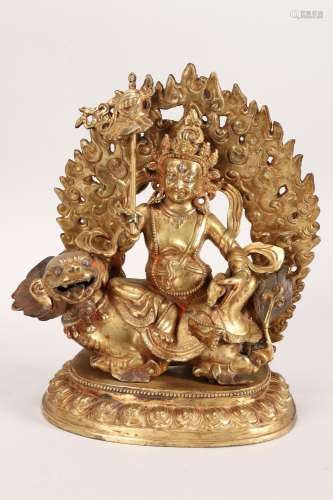 Tibetan Gilt Bronze Jhambala,