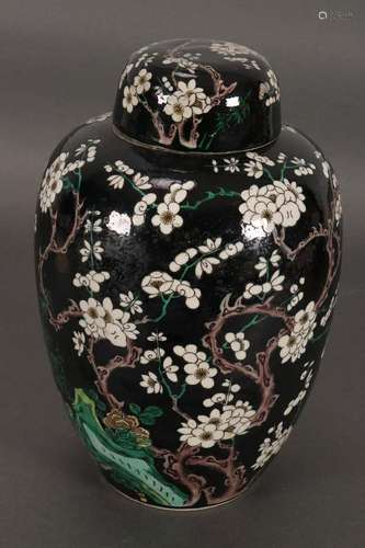 Chinese Qing Dynasty Famille Noir Jar and Cover,