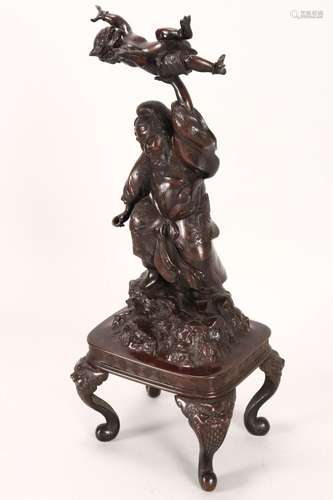 Japanese Meiji Period Bronze Figure Group,