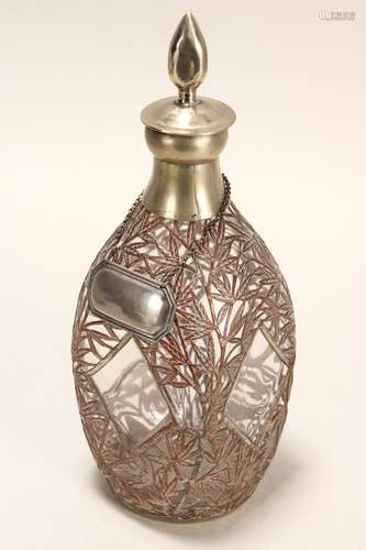 Chinese Sterling Silver and Glass Decanter and