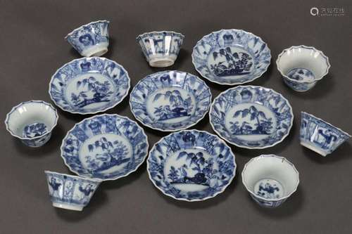 Set of Seven Chinese Qing Dynasty Tea Bowls and