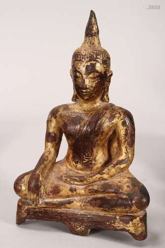 Good Sukhothai Gilt Bronze and Lacquer Buddha,