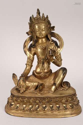 Sino-Tibetan Gilt Bronze Tara,