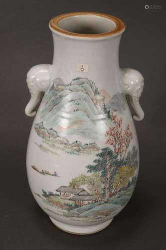 Chinese Twin Handled Porcelain Vase,