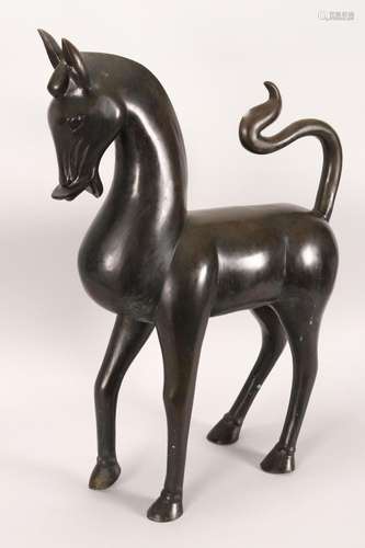 Large Chinese Bronze Figure of a Horse,