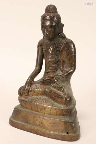 Mandalay Style Bronze Seated Buddha,