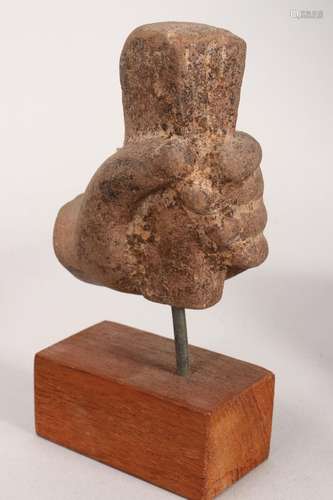 10th-12th Century Khmer Carved Stone Hand Deity,