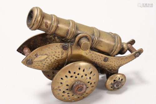 19th Century Indian Brass Model Cannon,