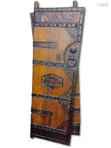 Pair of Large Chinese Iron Bound Wooden Doors,