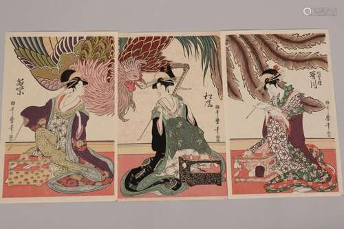 Japanese Woodblock Triptych,