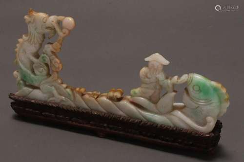 Chinese Carved Jade Figure Group,