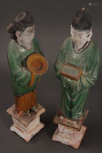 Pair of Chinese Ming Dynasty Attendants,