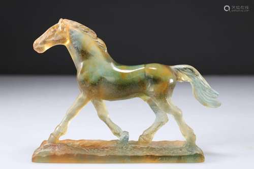 Statue cheval Daum en pâte de verre