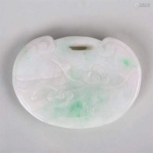 Jadeite RUYI Inscribed Flower pendant
