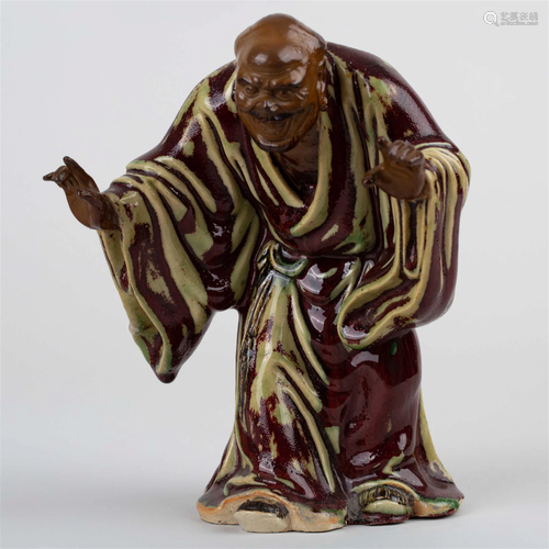 Shiwan kiln red glaze figure, Republic of China