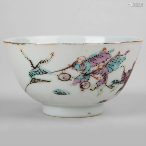 Teacup with baby play, 'Zha Renyu' mark, 'Ton...