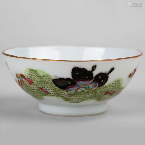 Bowl with Famille Rose butterfly, 'Tongzhi Nian Zhi...